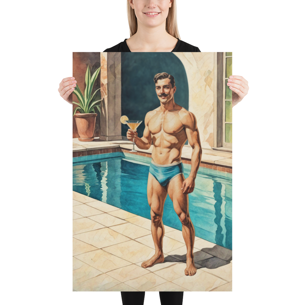 Mid-Century Studmuffin - "I'm Your Zaddy" Hunk with Mustache Poster