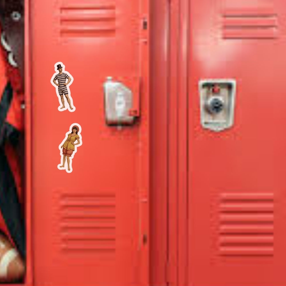 Victorian Pin-Up Sticker Sheet - Vintage Swimmers