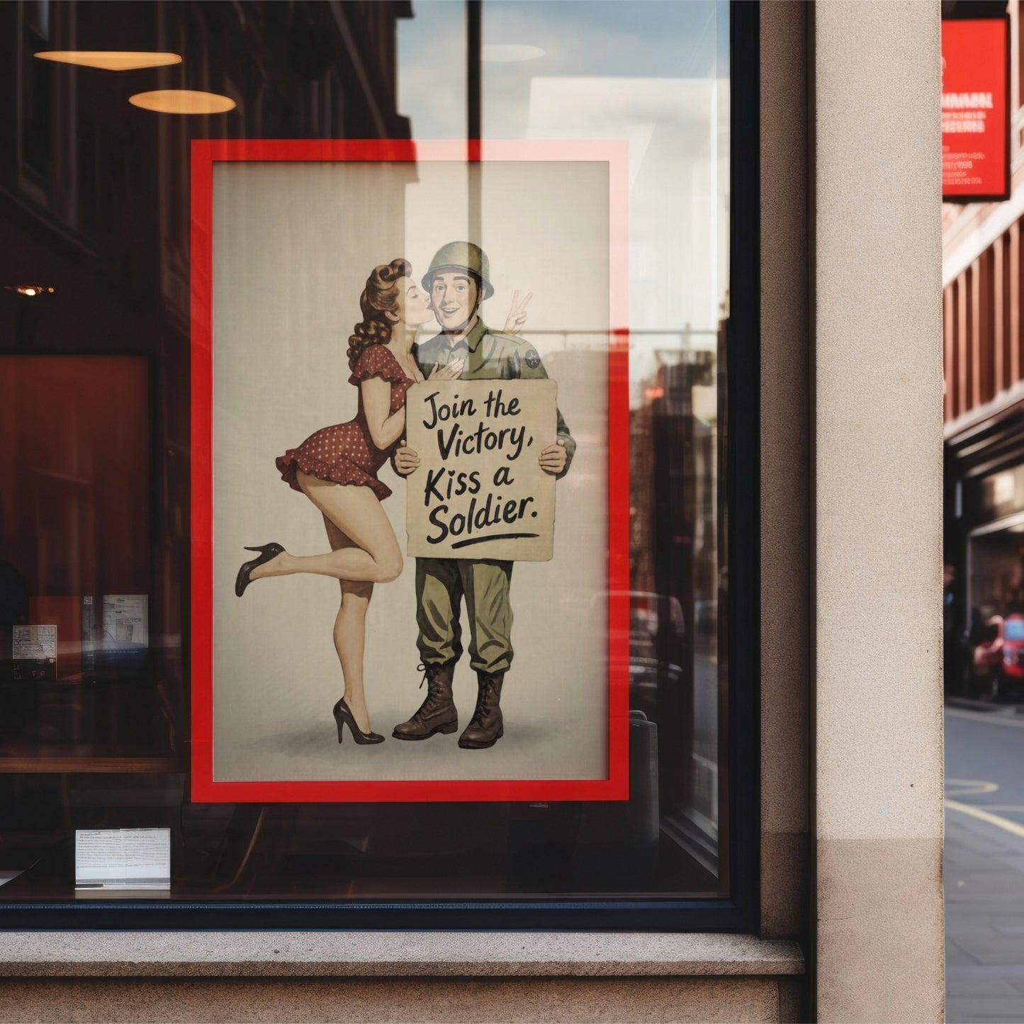Join the Victory, Kiss a Soldier WWII Pin-Up Art Print