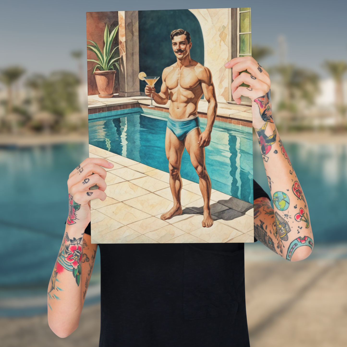 I'm Your Zaddy | Mid-Century Studmuffin | Vintage Hunk with Mustache Poster | Retro Male Pin-Up Art