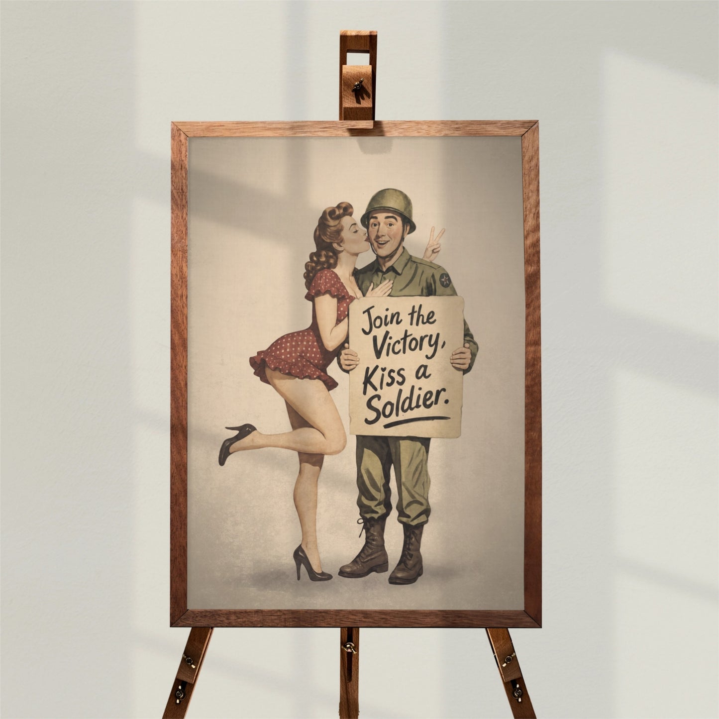 Join the Victory, Kiss a Soldier WWII Pin-Up Art Print