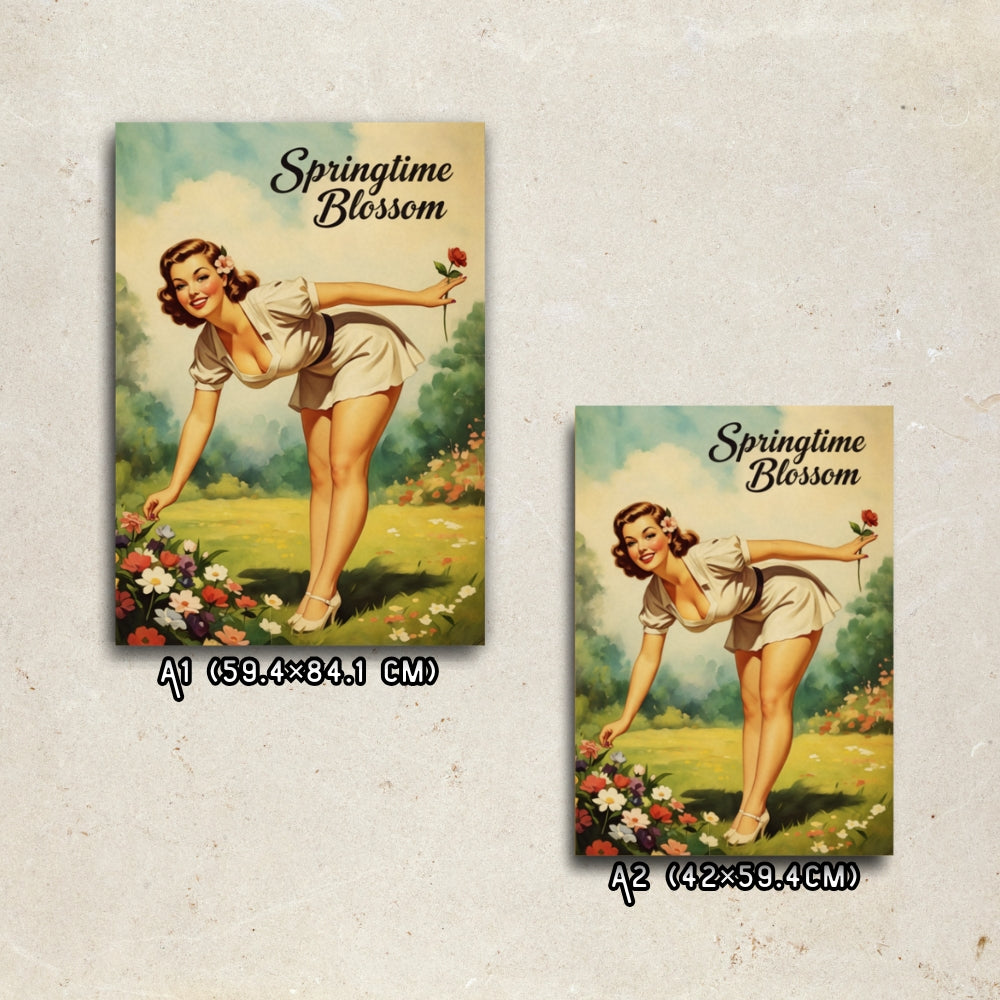 Two 'Springtime Blossom' posters on a textured wall.