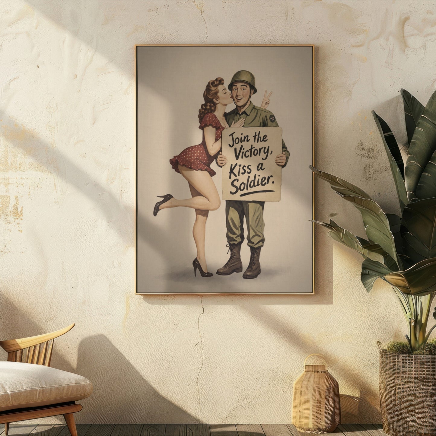 Join the Victory, Kiss a Soldier WWII Pin-Up Art Print