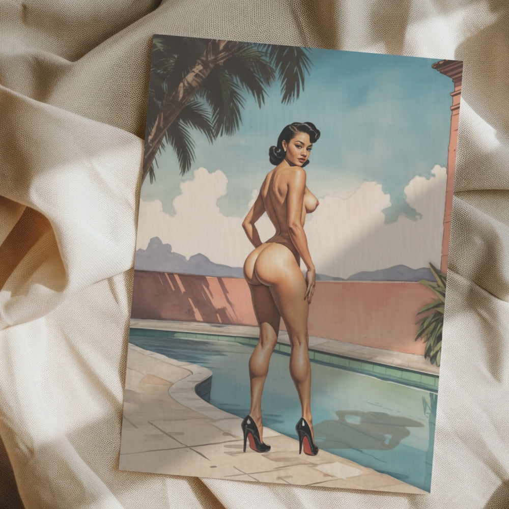 detail of vintage pinup painting