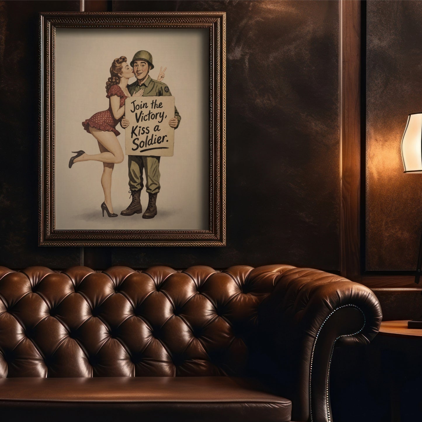 Join the Victory, Kiss a Soldier WWII Pin-Up Art Print