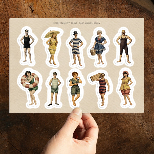 Victorian Pin-Up Sticker Sheet - Vintage Swimmers