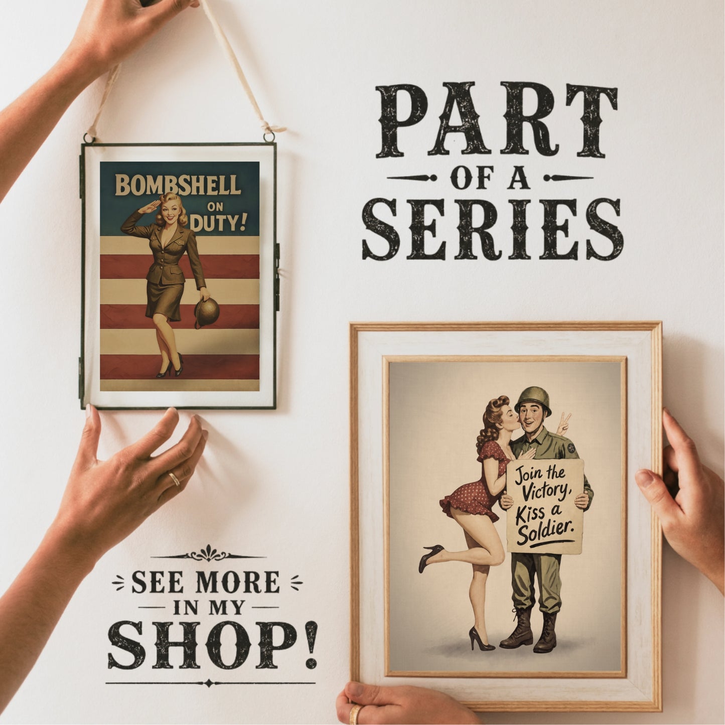 Join the Victory, Kiss a Soldier WWII Pin-Up Art Print