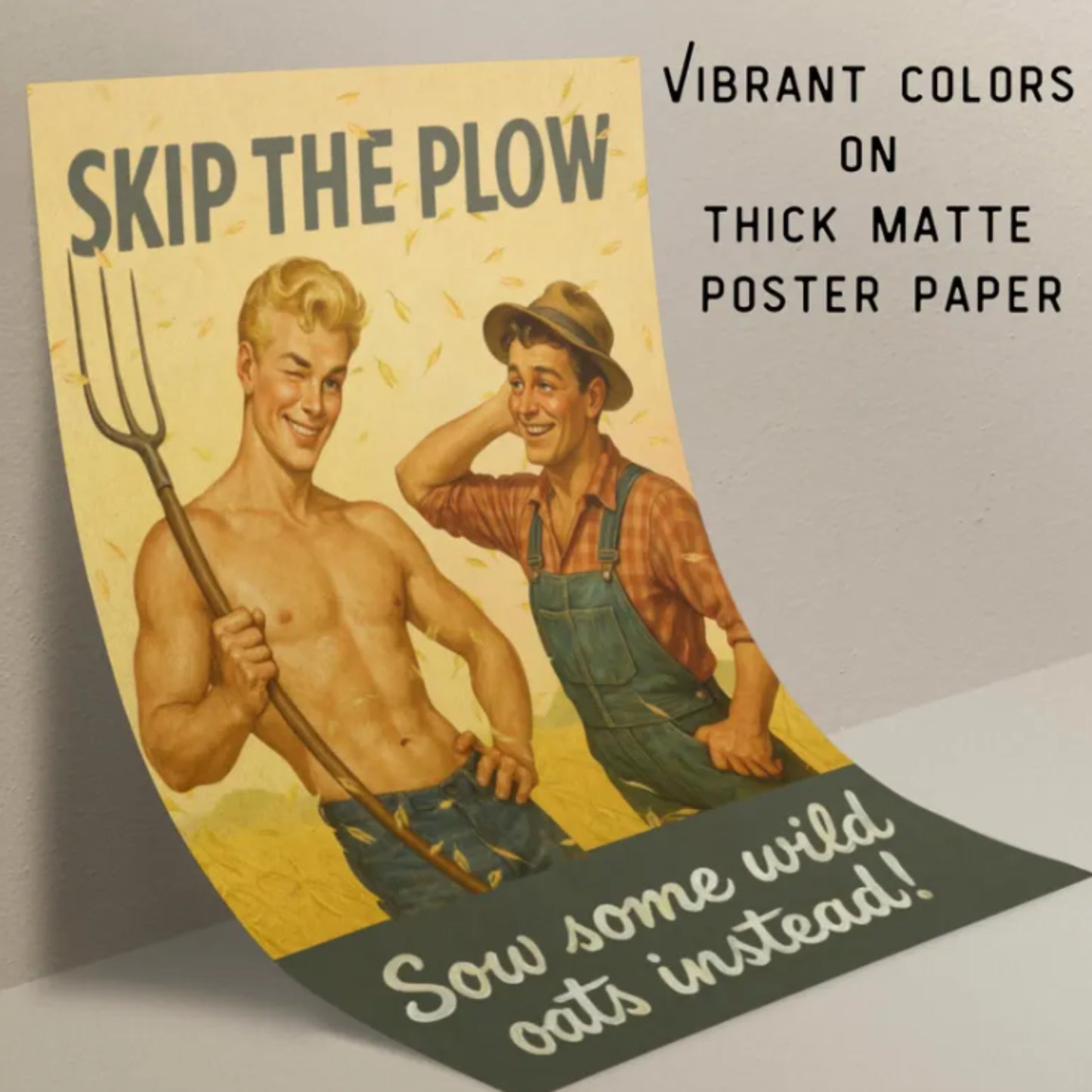 Skip the Plow - Vintage Style Pin-Up Poster | Retro Farm Humor Wall Art