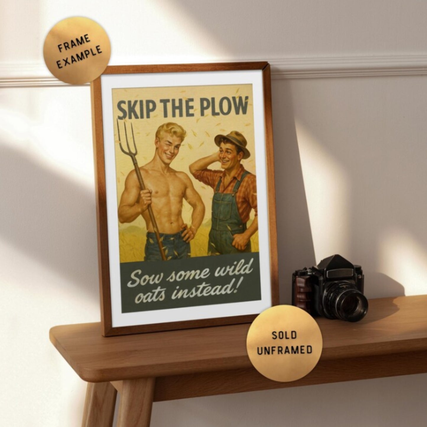 Skip the Plow - Vintage Style Pin-Up Poster | Retro Farm Humor Wall Art