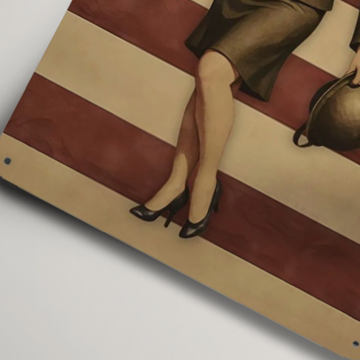 Bombshell on Duty Vintage Military Metal Sign