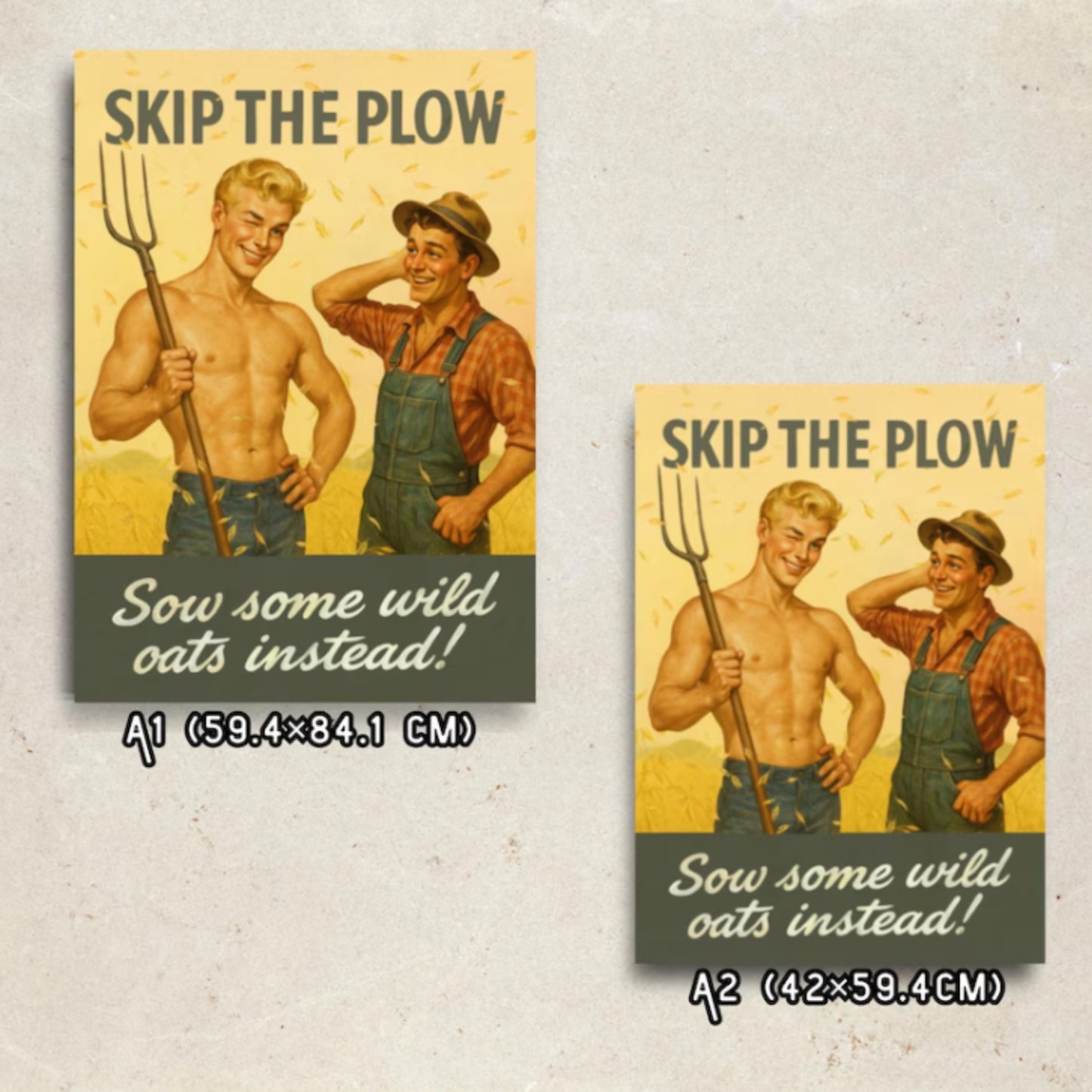 Skip the Plow - Vintage Style Pin-Up Poster | Retro Farm Humor Wall Art