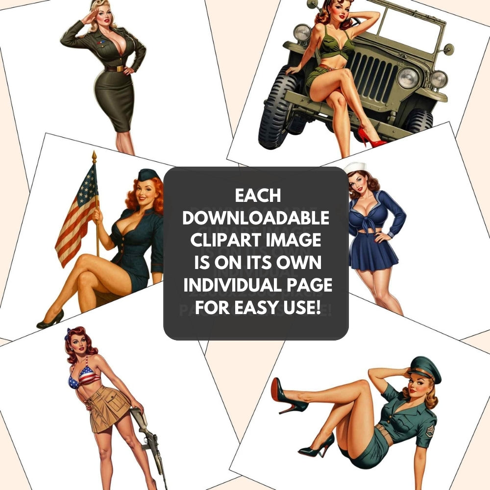 Collage of vintage-style illustrations of women in military uniforms with text overlay.