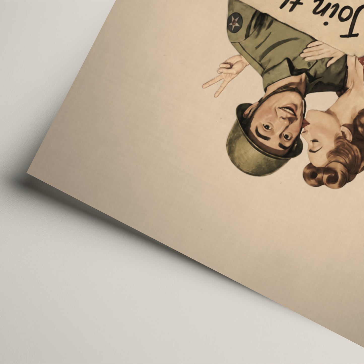 Join the Victory, Kiss a Soldier WWII Pin-Up Art Print