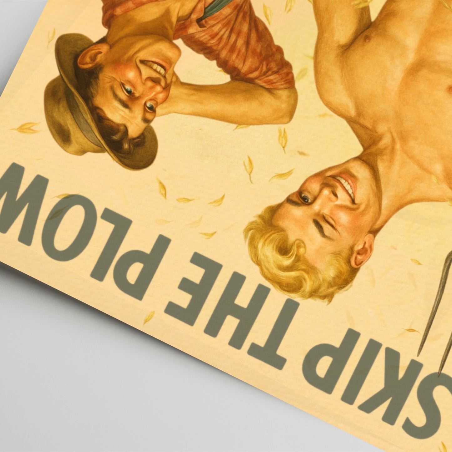Vintage Greeting Card - Shirtless Beefcake Pinup and Hunky Farmer Boy
