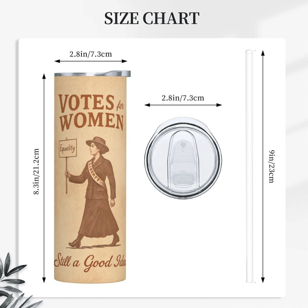 Votes for Women Tumbler - Vintage Suffrage Art Stainless Steel Hot/Cold Cup (20oz)