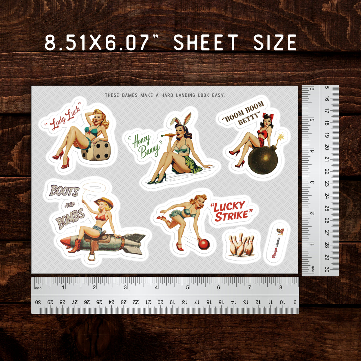 WWII Nose Art Pinup Sticker Sheet | Vintage Bomber Girl Stickers
