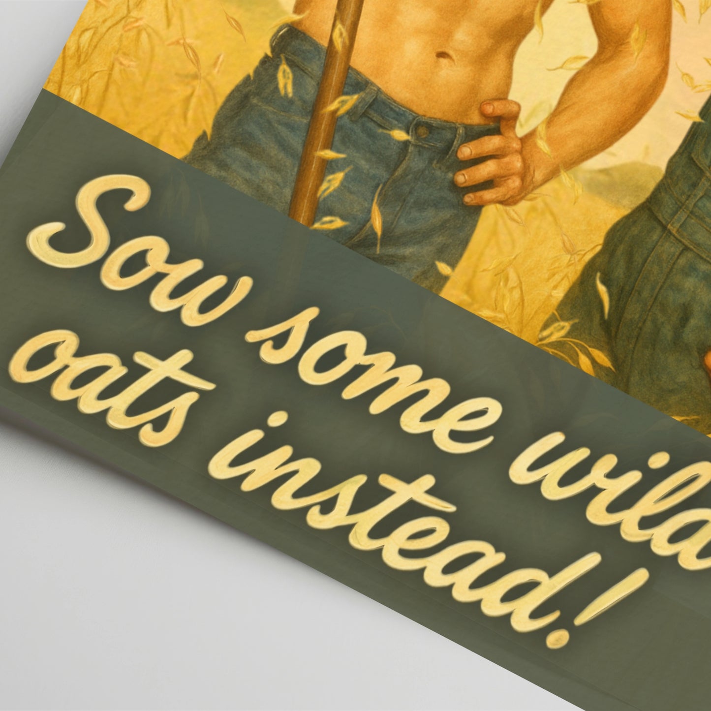 Vintage Greeting Card - Shirtless Beefcake Pinup and Hunky Farmer Boy