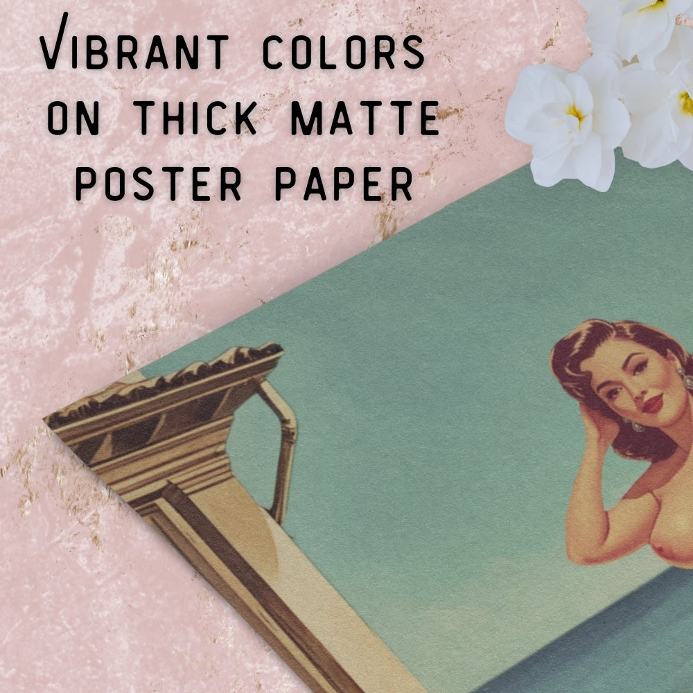 Vintage Poolside Pin-Up Poster - Retro Mid-Century Glamour Wall Art