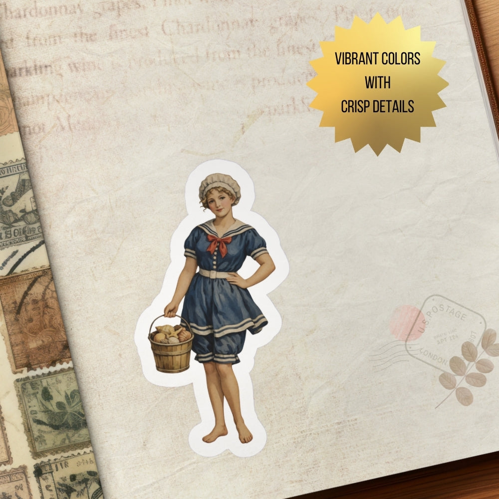 Victorian Pin-Up Sticker Sheet - Vintage Swimmers