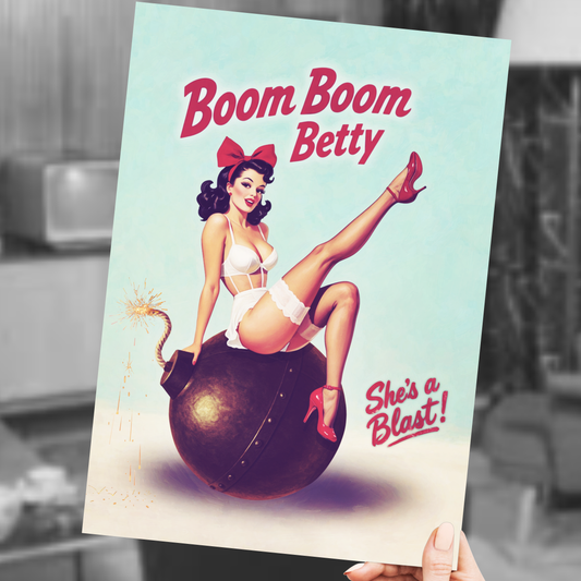 Pinup Poster | Vintage WWII Bombshell Art | Retro Pin Up Wall Decor | 1940s Style Americana