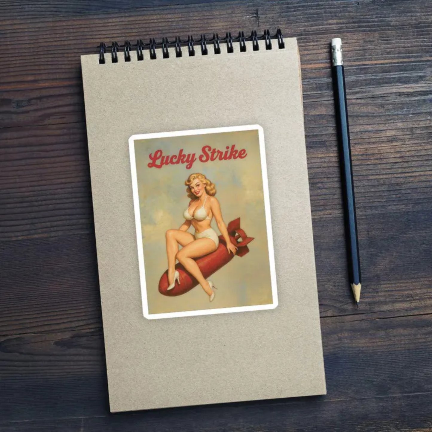Vintage Pinup Propaganda Sticker Sheet – Retro WWII Pin-Up Girls (4 Large Stickers)