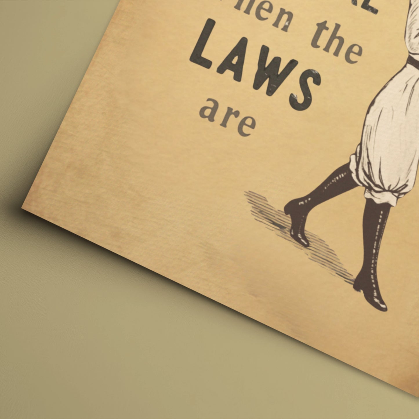 Vintage-style poster with text and illustration of a woman on a beige background
