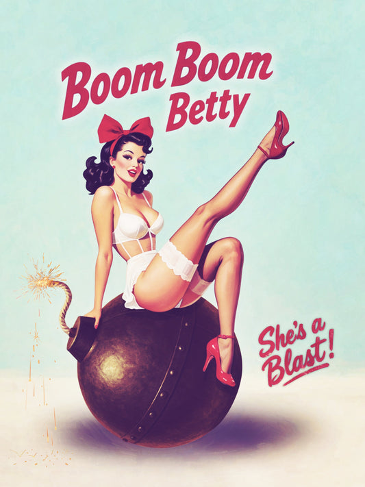 Vintage Boom Boom Betty Pinup Poster