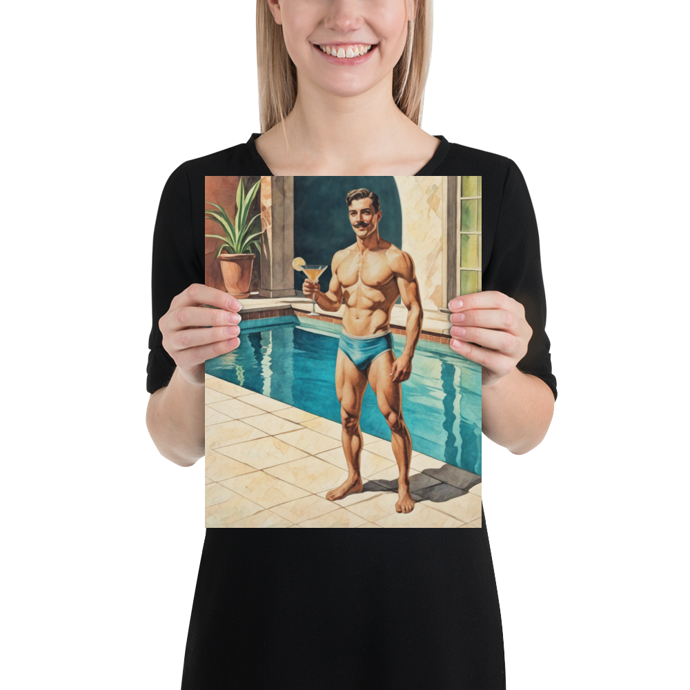 Mid-Century Studmuffin - "I'm Your Zaddy" Hunk with Mustache Poster