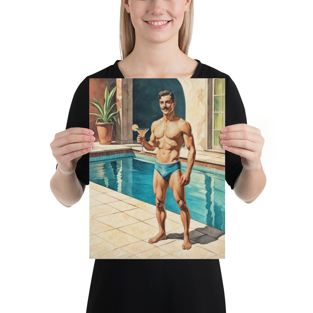 Mid-Century Studmuffin - "I'm Your Zaddy" Hunk with Mustache Poster