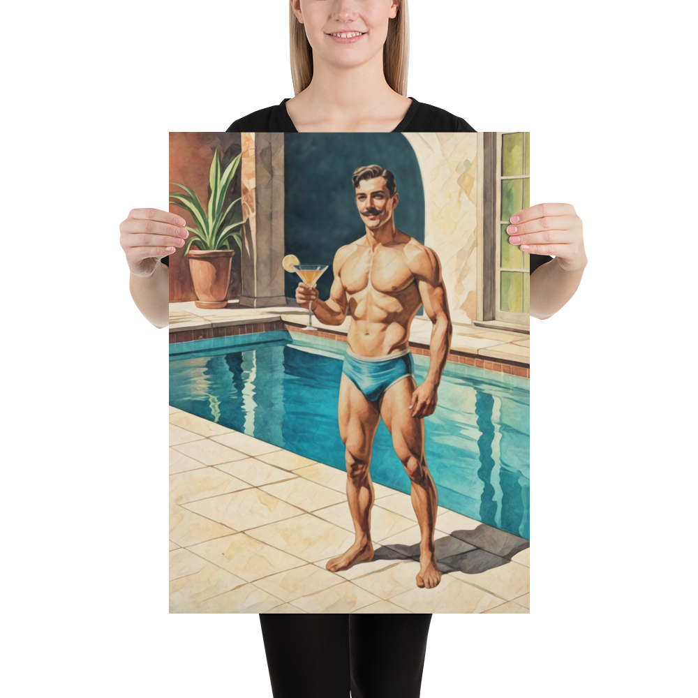 Mid-Century Studmuffin - "I'm Your Zaddy" Hunk with Mustache Poster