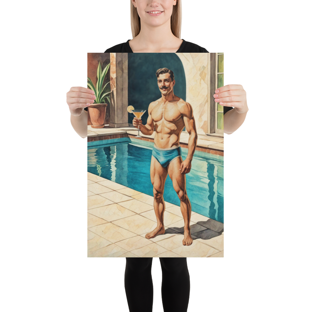 Mid-Century Studmuffin - "I'm Your Zaddy" Hunk with Mustache Poster