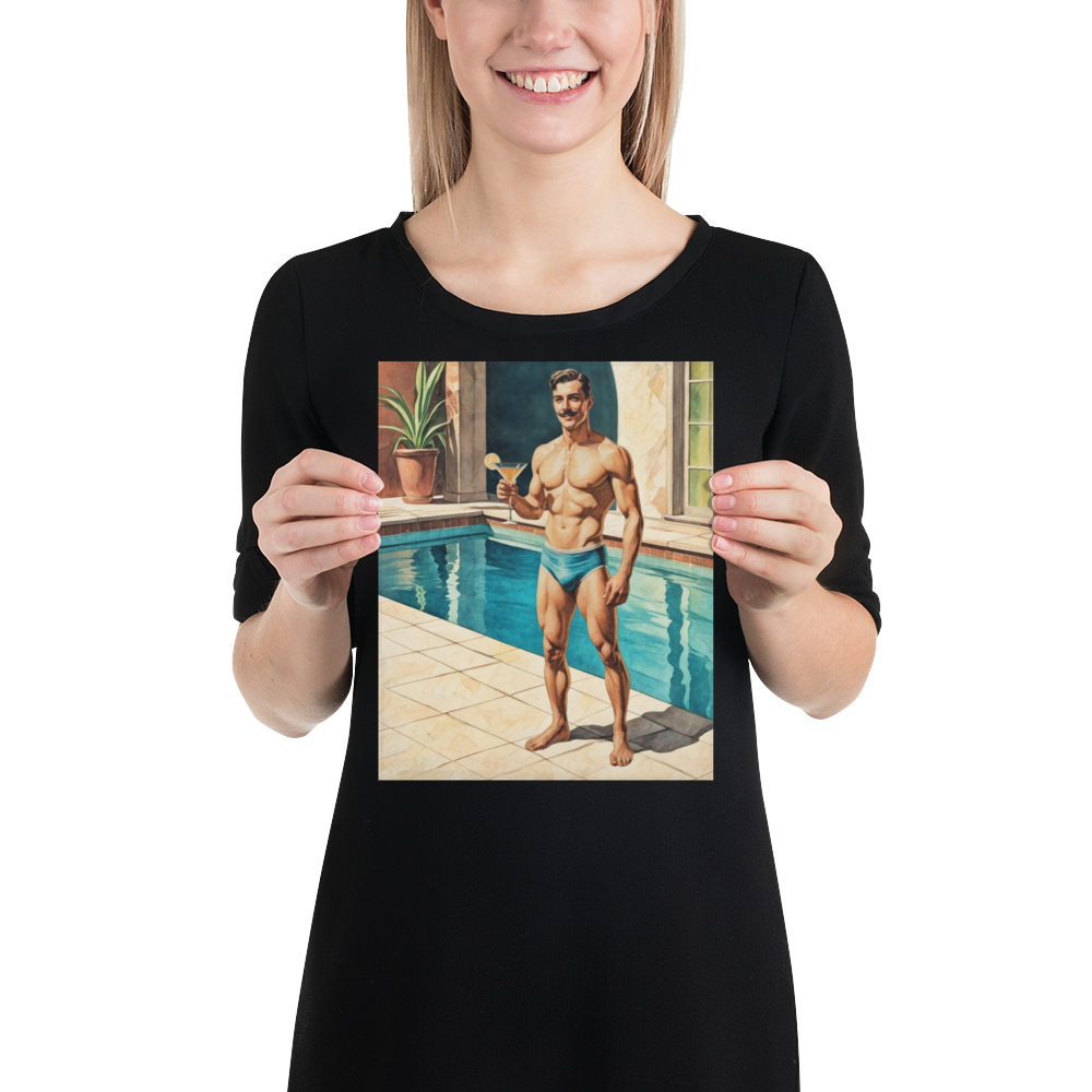 Mid-Century Studmuffin - "I'm Your Zaddy" Hunk with Mustache Poster