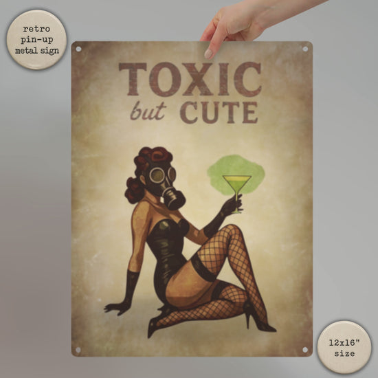 video of Toxic But Cute vintage post-apocalyptic pinup sign