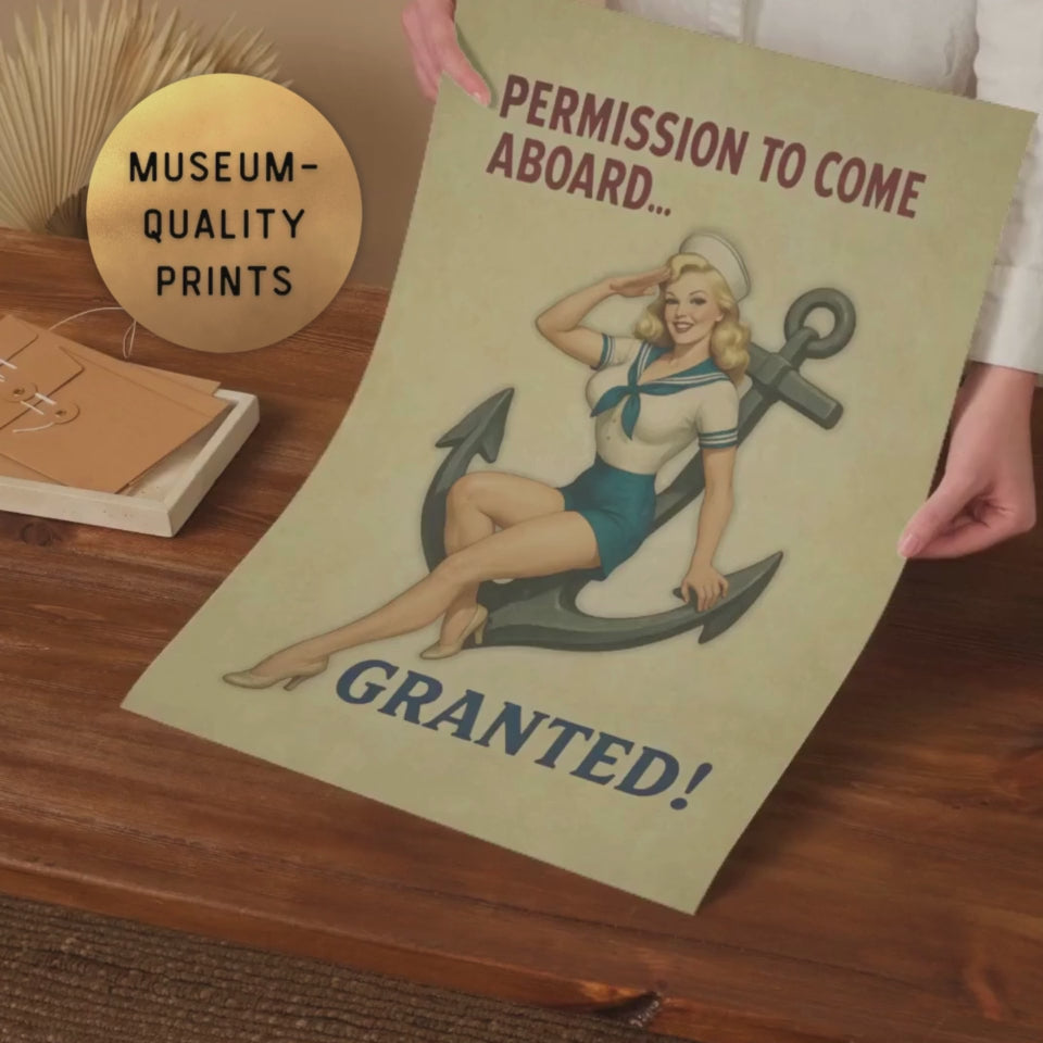 video of pinup poster with navy girl