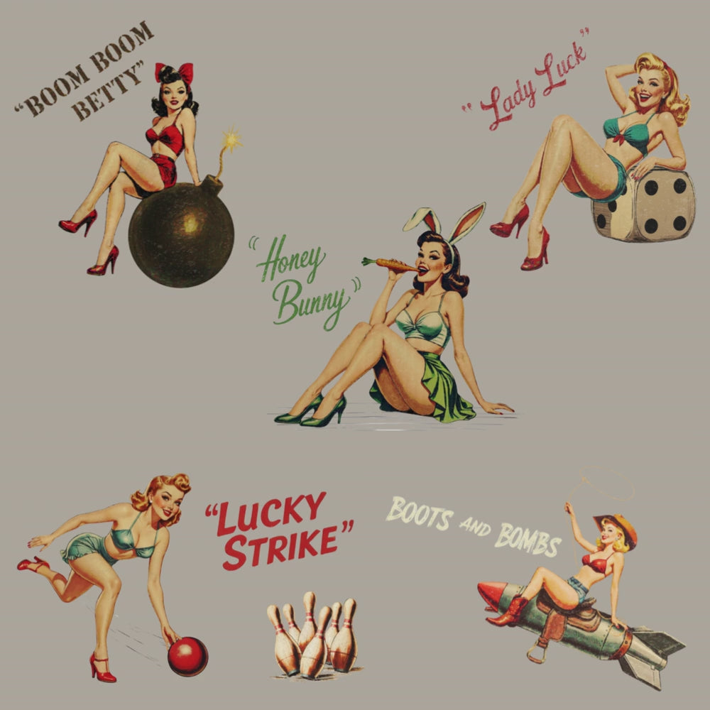 video of bundle of vintage nose art clipart images