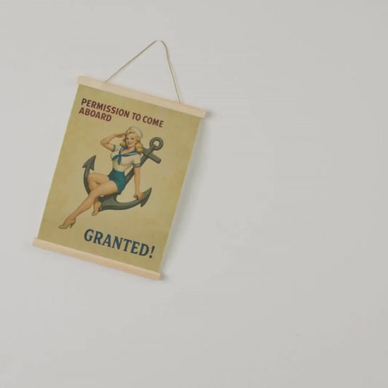 video of permission to come aboard poster. With the text, 'Permission to come aboard. Granted!"