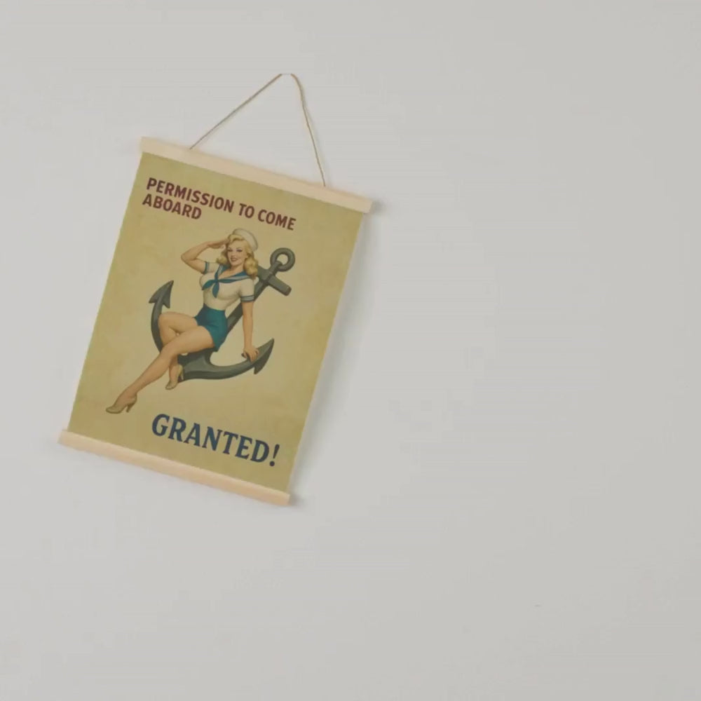 video of permission to come aboard poster. With the text, 'Permission to come aboard. Granted!"