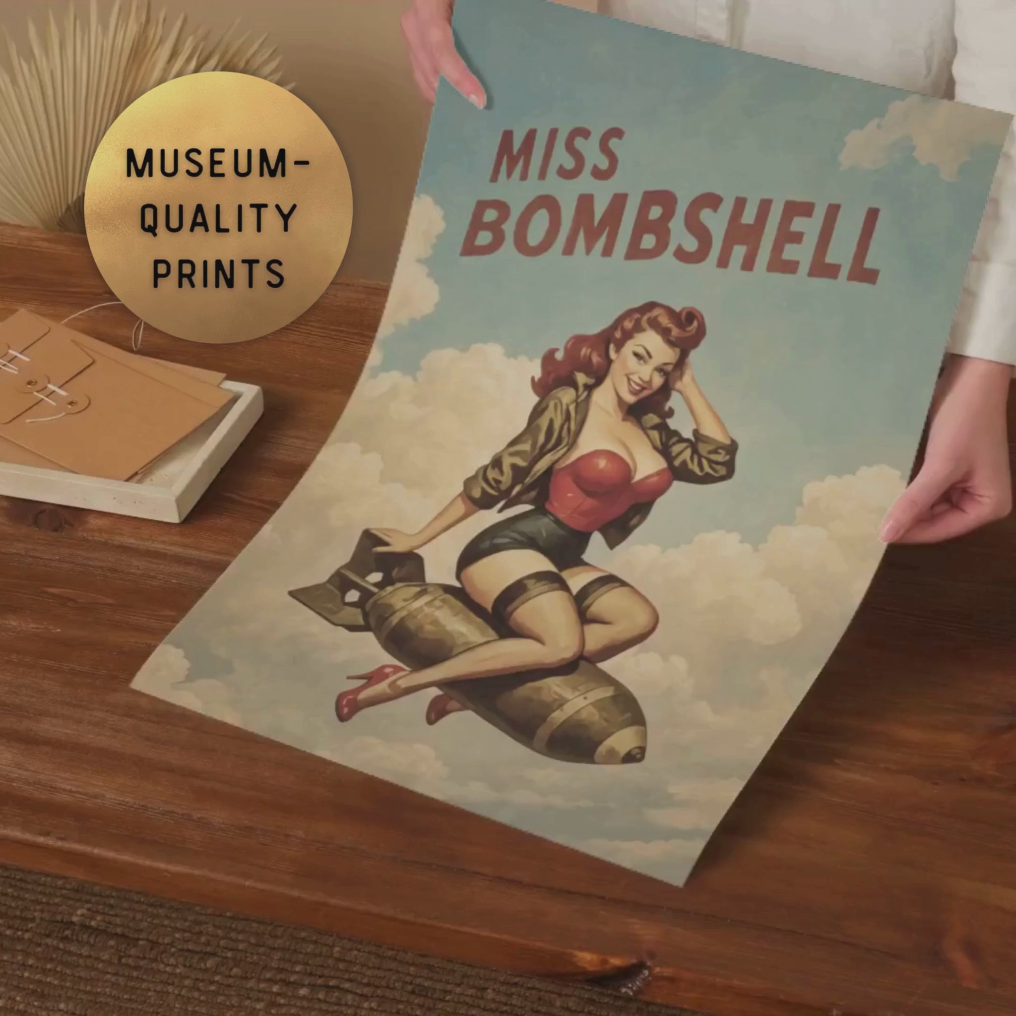 video of Miss Bombshell Retro Pinup Poster