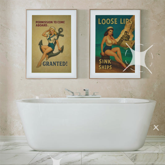 Loose Lips Sink Ships – Vintage WWII Pin-Up Poster | Retro Naval Wall Art