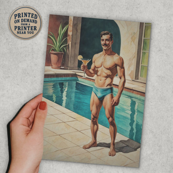 video of male pinup boy greeting card