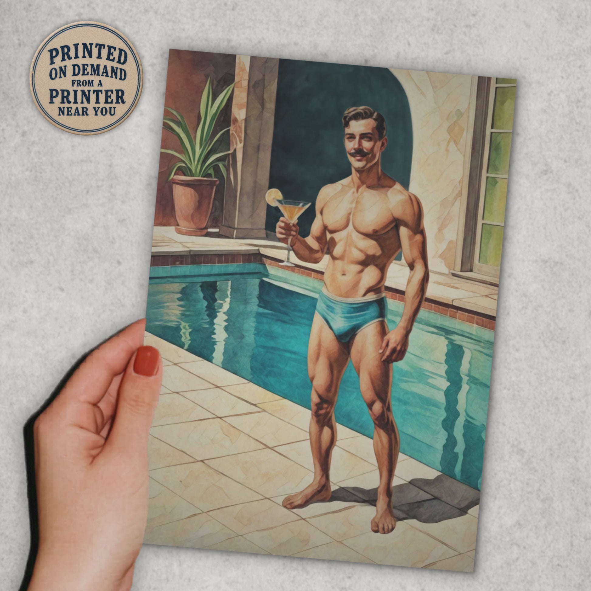 video of male pinup boy greeting card