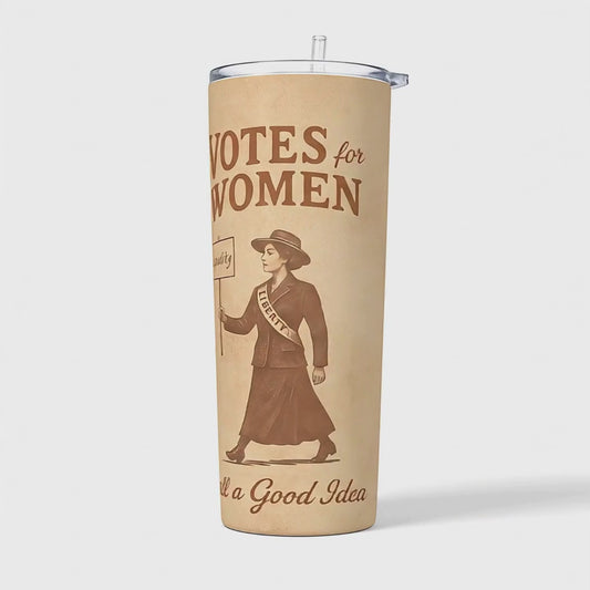 Votes for Women Tumbler - Vintage Suffrage Art Stainless Steel Hot/Cold Cup (20oz)