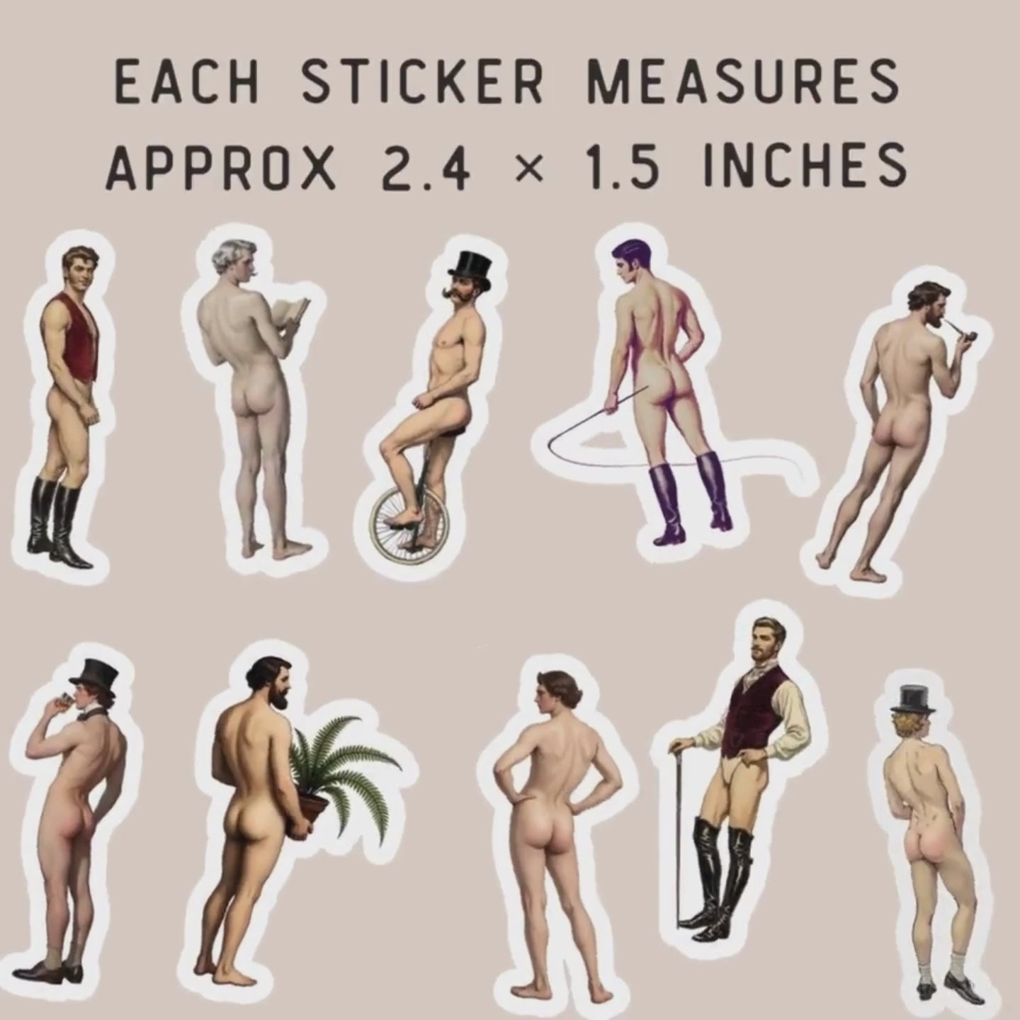 video of racy victorian men stickers