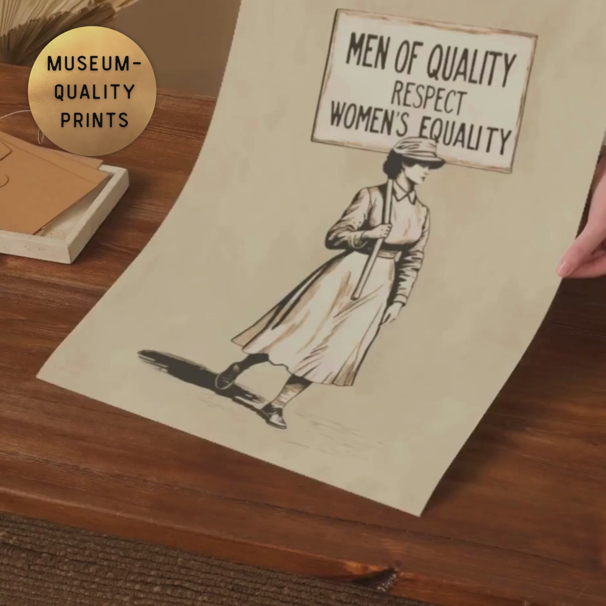 Video of vintage suffragette poster Men of Quality Respect Women's Equality