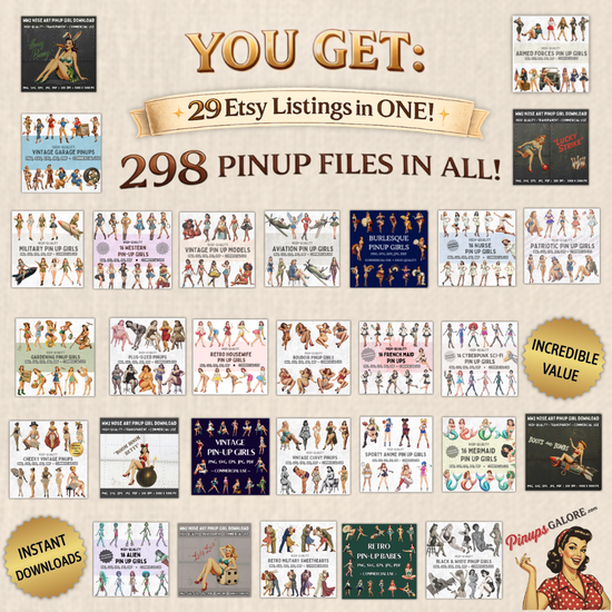 video of ultimate pinup girl clipart bundle