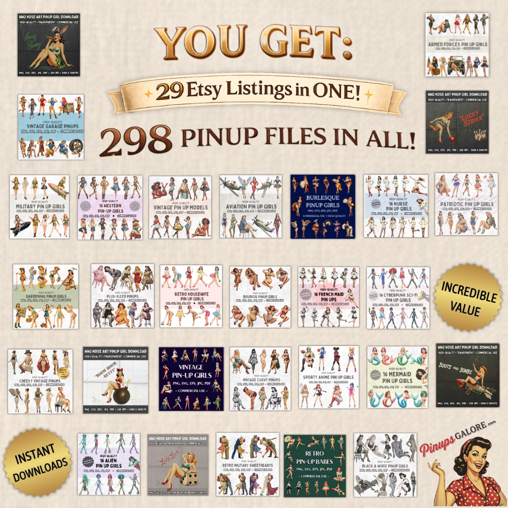video of ultimate pinup girl clipart bundle
